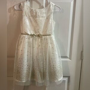 Jona Michelle Ivory Dress with Gold Sparkle